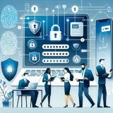 CoPilot Generated Image of workers, with a cyber background